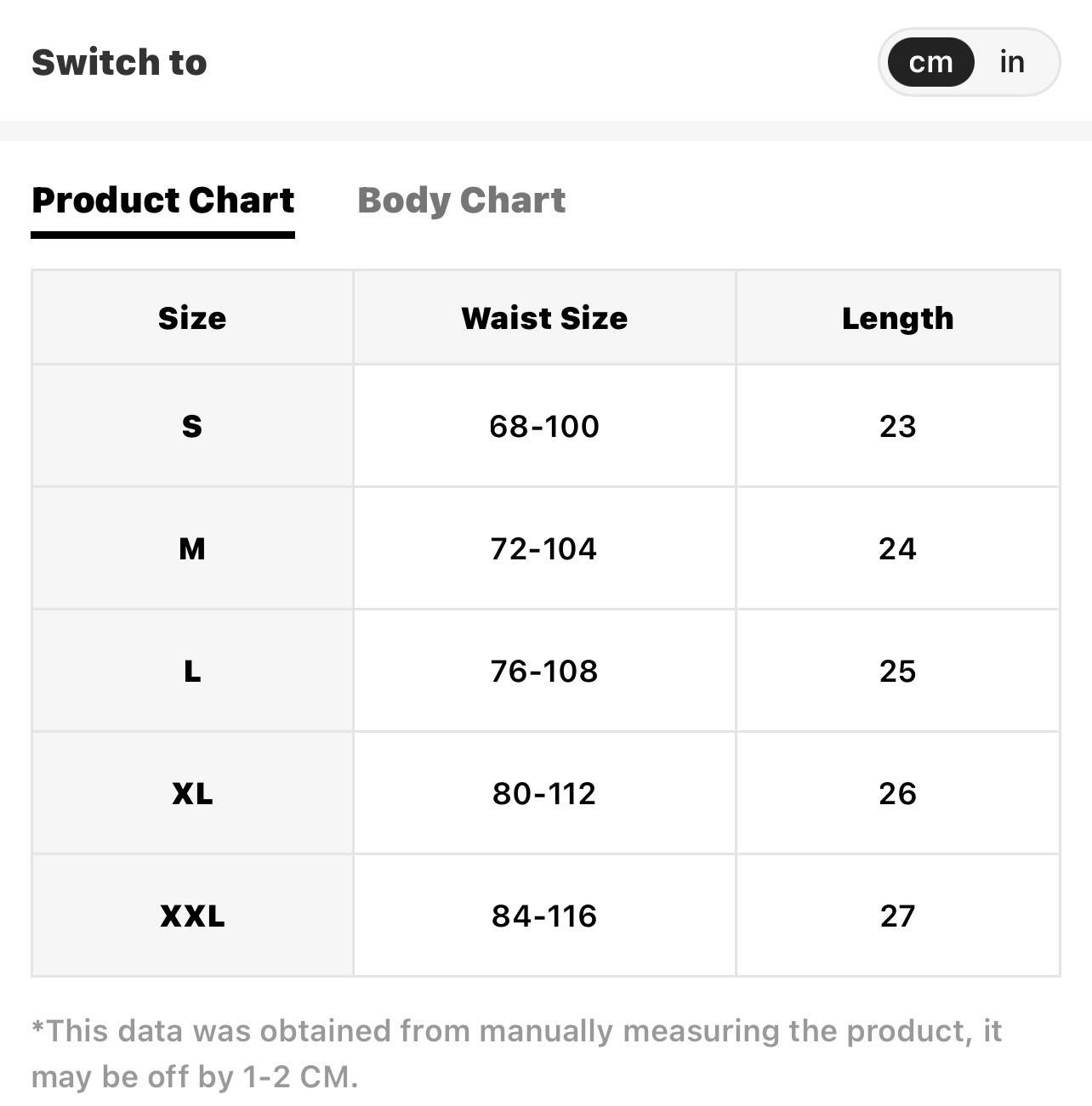 Size Chart